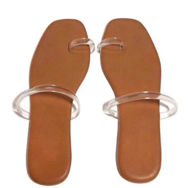 

Big Size Slippers Women Summer Flat Shoes Female Low Slides Pantofle 2021 PVC Hoof Heels PU Basic Rome Fabric Rubber Big Size Fl