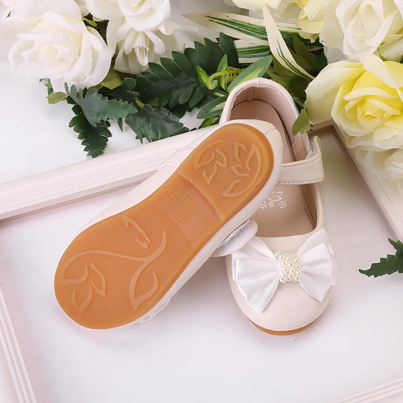 2020 модные туфли для девочек на плоской подошве с бантом из бисера Повседневные