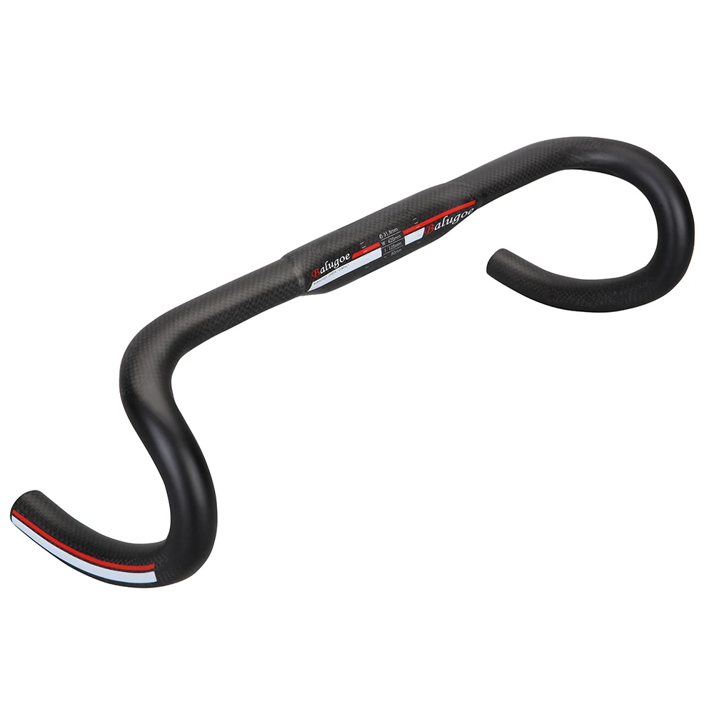 

Carbon Fiber Black Road Bike Handle Frosted Curved Slots Fall Handlebar 3 K Black Frosted 31.8 * 380*400/420 / 440m