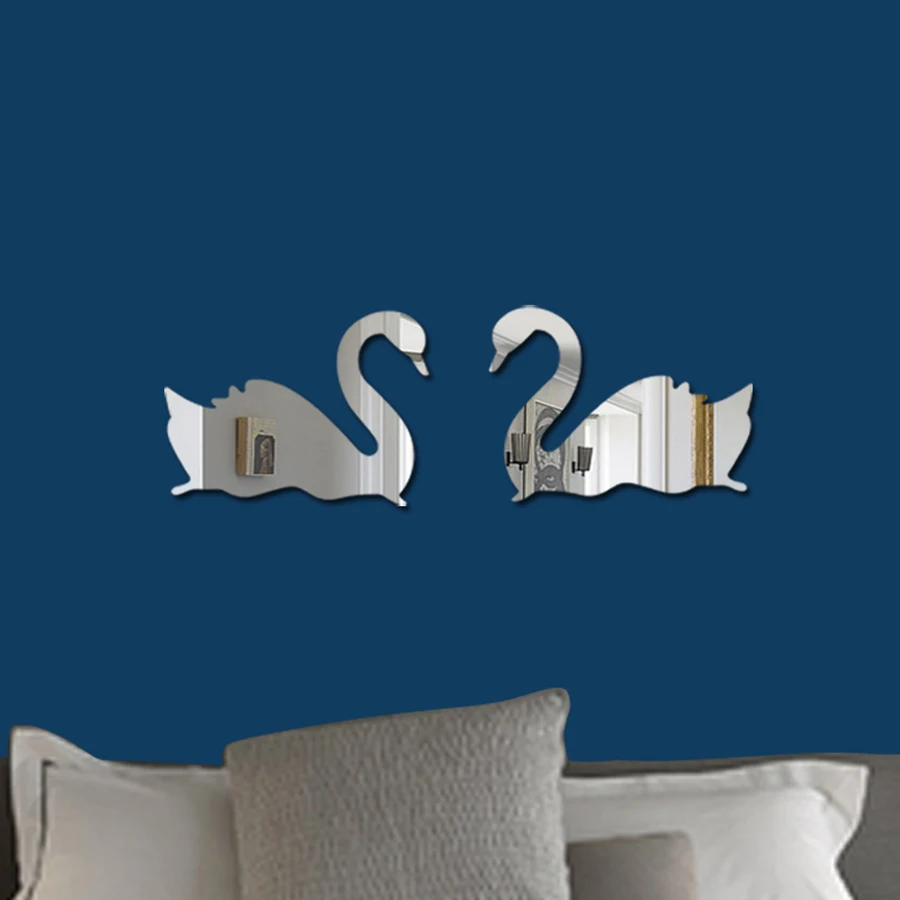 

JM281 Swan Mirror Wall Sticker Children's Room Bedroom Background Wall Home Decoration