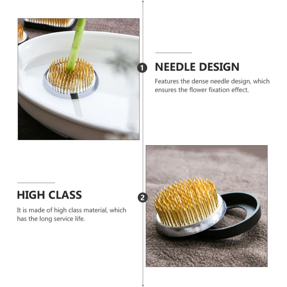 

2Pcs Flower Arrangement Needle Base Gardening Tools with Gum Cover (Silver)