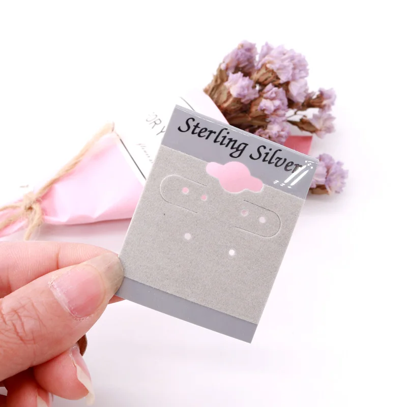 100 шт/партия 4x5 см Новая мода серый пластик с Серым бархатом Красивая серьга в ухо