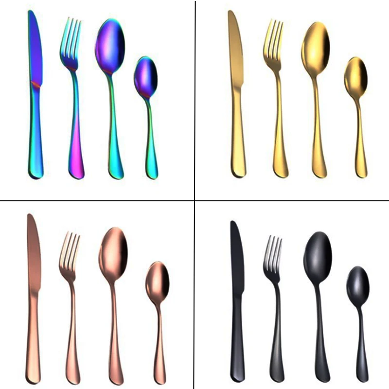 Набор радужных столовых приборов из нержавеющей стали западные столовые приборы