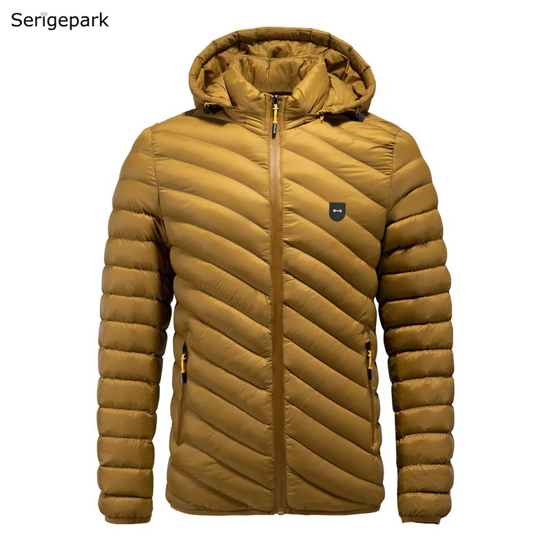 Мужская однотонная теплая куртка SERIGE Зимняя коллекция удобное Мужское пальто в