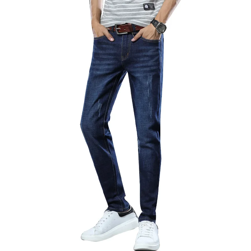 

2021 Men's Autumn New Men's Fashion Design Stretch Jeans Youth Casual Trendy Slim Trousers