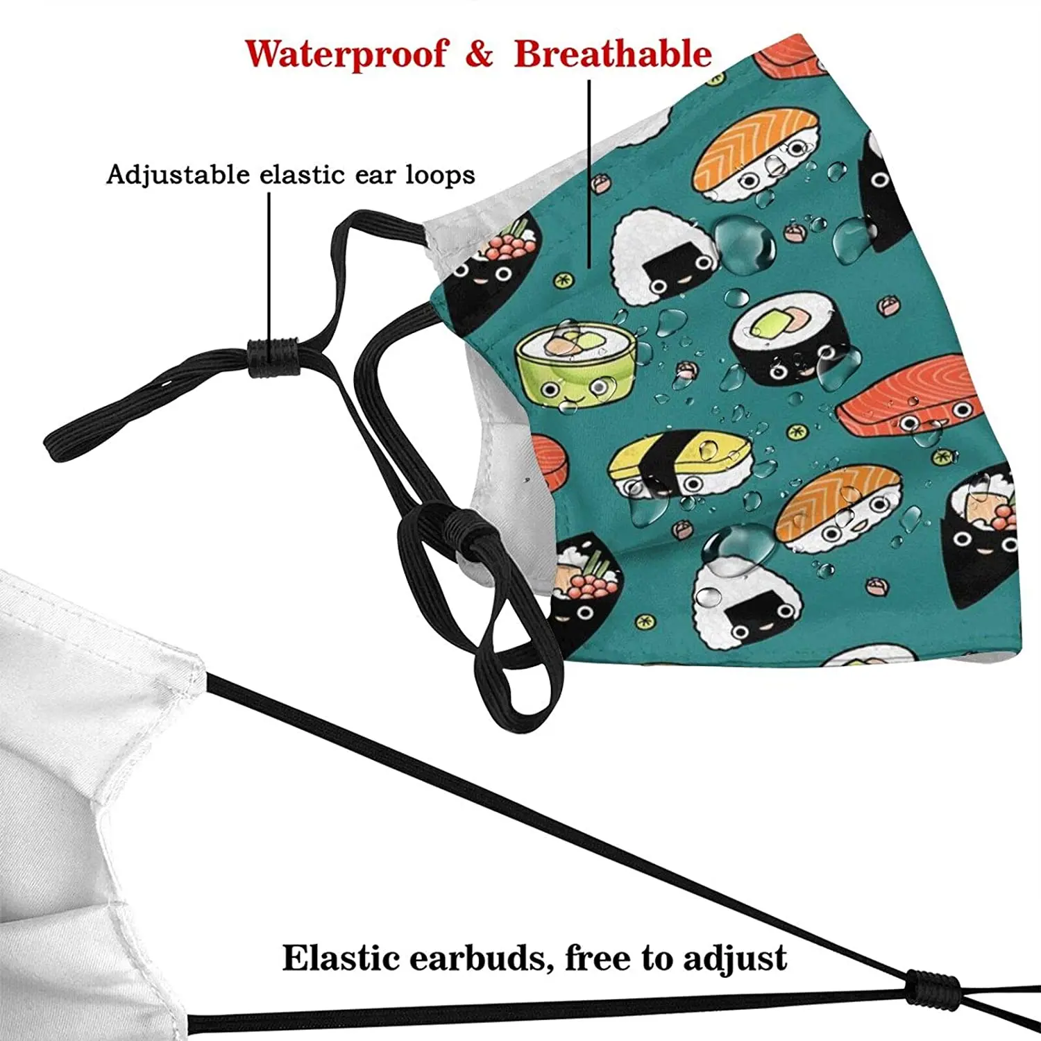 Японские суши маска для лица с фильтром карманная моющаяся многоразовая