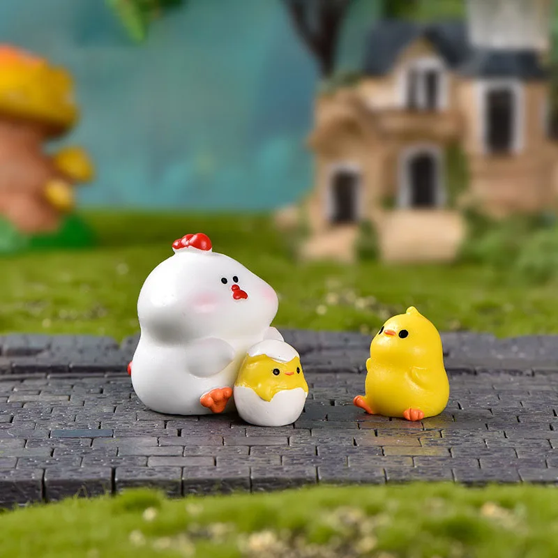 

Забавная курица семья Милая яичная цыпленка украшения миниатюрные фигурки настольные украшения DIY брелок подвеска персонализированные по...
