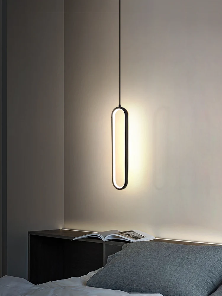 Люстра прикроватная в нордическом простом стиле длинная лампа для спальни