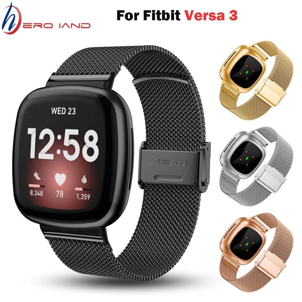 Bracelet de rechange en métal pour Fitbit Versa 3  en acier inoxydable  accessoires