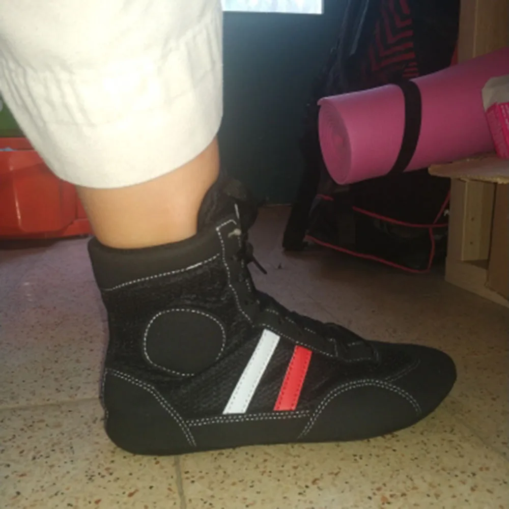 SINOBUDO Professional Wrestling SAMBO Shoes Soft Bottom Boxing Fighting Leather Sneakers Training Match Sports Boots S004