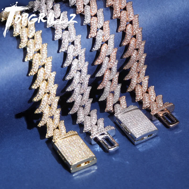 TOPGRILLZ 16 & 18 мм застежка Майами шипы тяжелый кубинский браслет со сверкающими