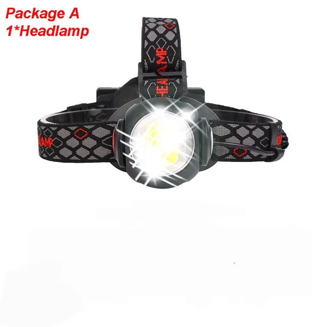 Package A Мощная яркая фара T6+ COB Светодиодный фонарь с вращением на 360 градусов, USB Перезаряжаемый водонепроницаемый лучший походный фонарик для улицы - Испускаемый цвет: Package A