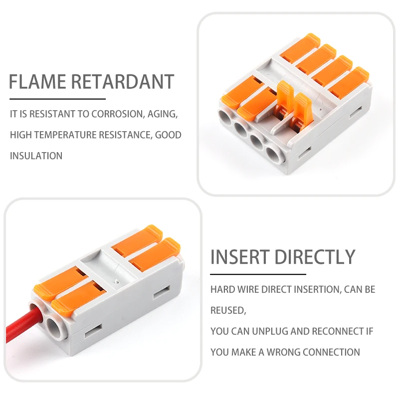 Butt TYPE Home Electircal Wire Connectors Quick Push-In Conductor Terminal Block Cable Led Light connectors 6mm2 2/3/4/5/6 Pin |