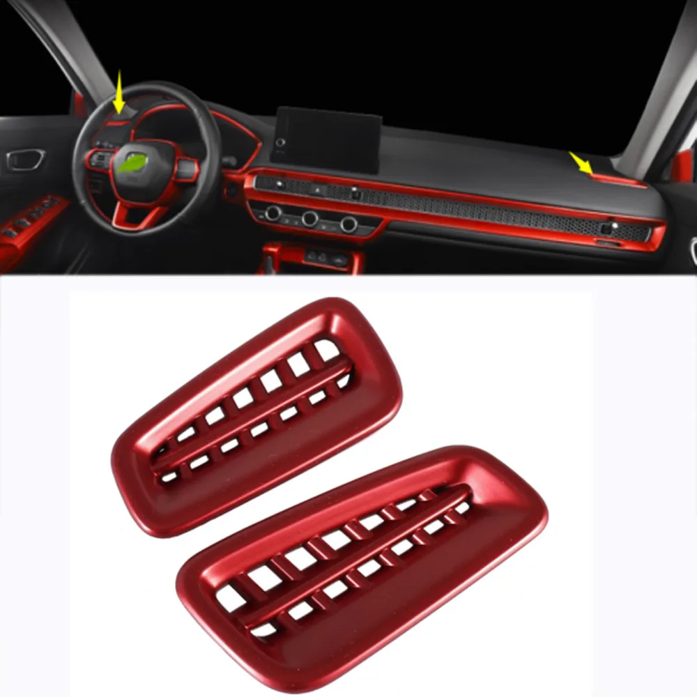 

For Honda Civic 11th 2022 Up Matte Red Dashboard Side Vent Overlay Cover Decor Side Vent Overlay Cover