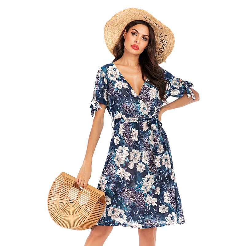 Женское пляжное платье CINESSD повседневное свободное эластичное Бохо с цветочным