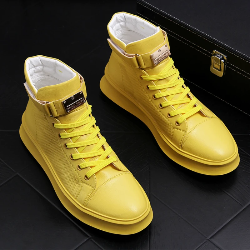 Мужская повседневная обувь из натуральной кожи дышащая на плоской платформе