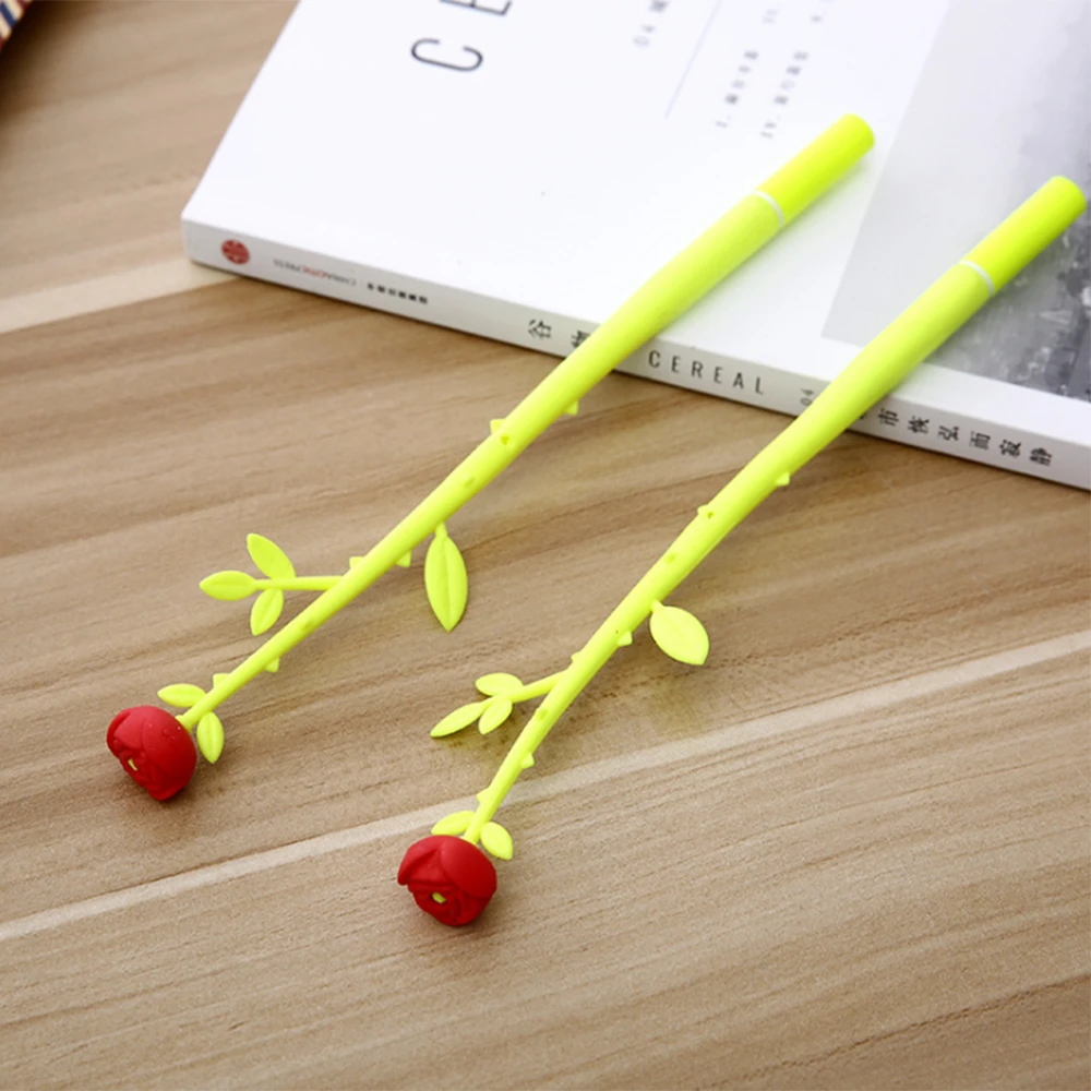 

1pc New Novelty Plastic Roses Flower Grass Gel Pen black ink Pen Signature Stationery Office School Supplies Pen