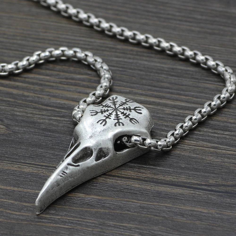 Винтажные Viking Тотем Череп ворона ожерелье для мужчин нордическая Руна Ворон