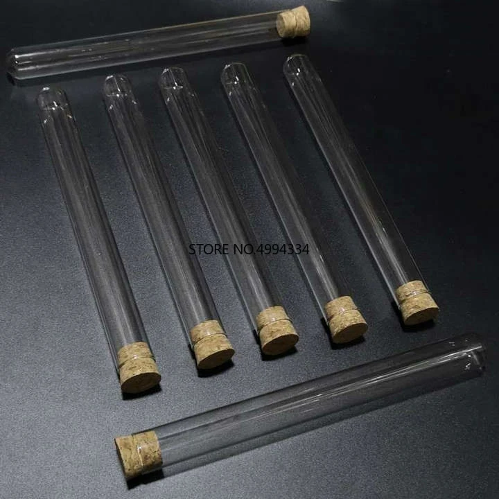 

Free shipping 12pcs/lot 20x200mm Glass test tube with cork stopper for kinds of Schools Laboratory Glassware