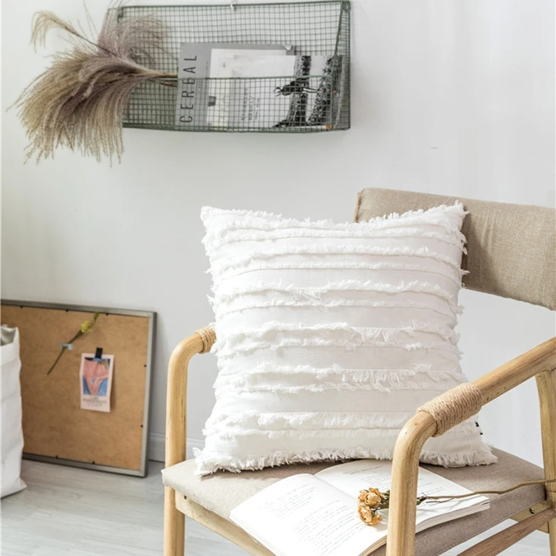 CSS чехол для подушки в цветочек с кисточками квадратный хлопок наволочка 45х45см