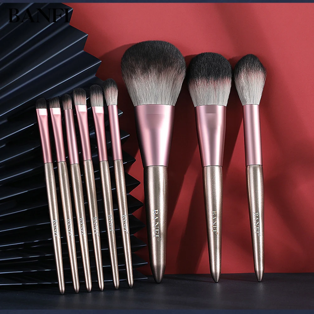 

BANFI 9 Pcs Small Pudding Makeup Brushes Set High Quality Blush Eyeshadow Foundation Beauty Make Up Tool 2020 New Promotion