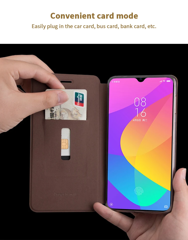 Роскошный кожаный флип чехол Mofi для XiaoMi Mi CC9 CC9e 9T Pro подставка с держателем карт Redmi