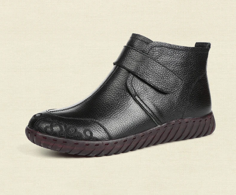 GKTINOO/ г. Зимние женские ботинки из натуральной кожи ручной работы г. botas Mujer, однотонные Зимние ботильоны без застежки ботинки на плоской подошве