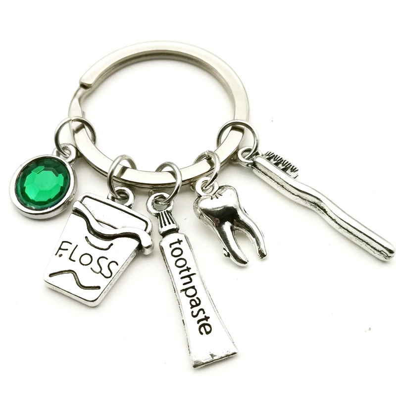 New Design Toothpaste Pendant Nine Kinds of Gems Man Woman Car Key Ring Jewelry Gift Dental Health Expert Mixed Floss Toothbrush | Украшения
