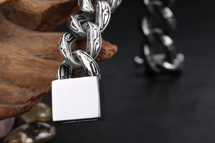 TrustyLan Ретро звено цепи браслет для мужчин 17 мм широкий тяжелый крест из нержавеющей стали мужские браслеты крутой Панк мужской ювелирный браслет