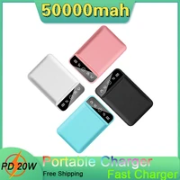50000mah mini power bank portable charger outdoor external battery digital display powerbank for iphone xiaomi samsung