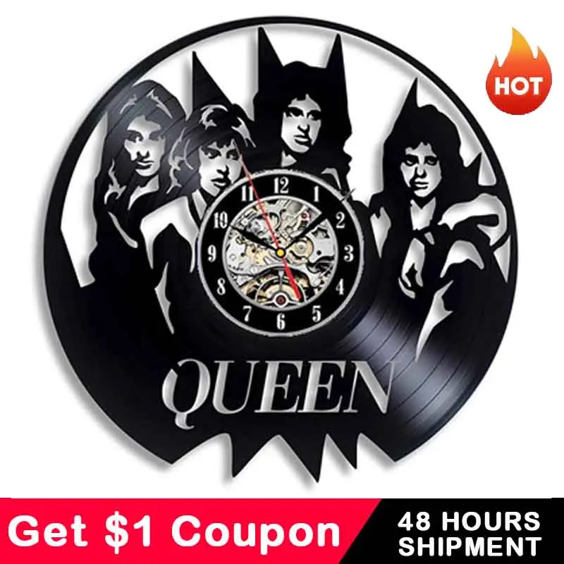 

Queen Rock Band Wall Clock Vinyl Record Clock Wall Clock Modern Design Music Theme Classic Wall Art LED Night Light Home Decor