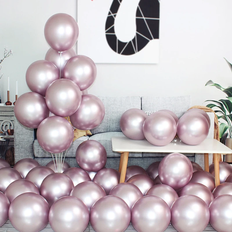 50 шт. 12 дюймов металлические круглые латексные шарики цвета: золотистый