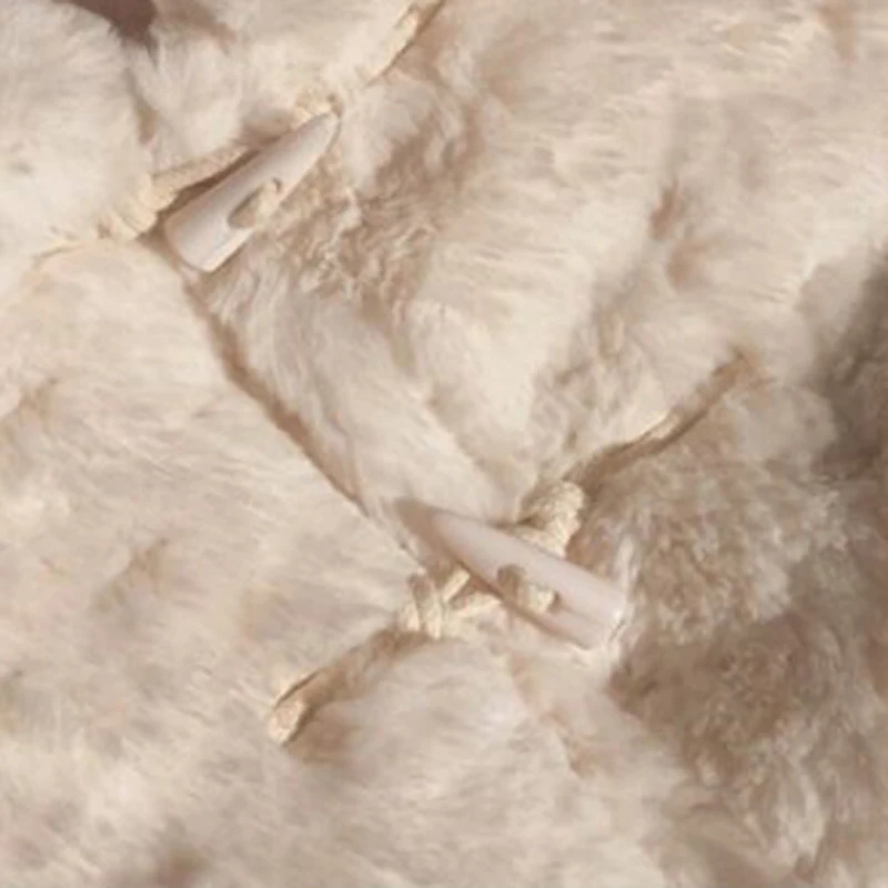 

Lautaro Winter Warm Thick White Fuzzy Faux Fur Coat Women Horn Button Turndown Collar Stylish Cute Kawaii Fluffy Jacket 2021