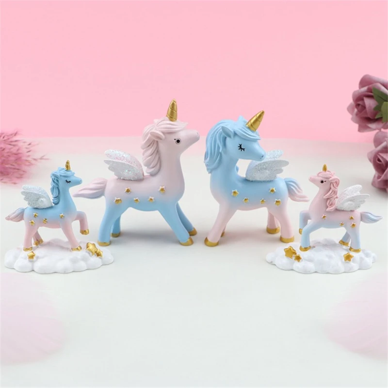 

Unicorn Statue Resin Figurine Model Crafts Micro Landscape Ornament Home Cake Decor Miniature Accessories Gifts
