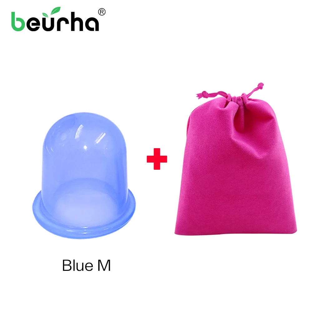 blue 55mm 1 комплект Китайский силикагель массаж тела помощник вакуумное средство против целлюлита силиконовые чашки семья офис Красота Здоровый Уход - Цвет: blue 55mm