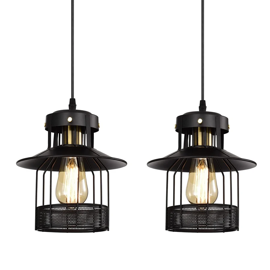 

Industrial Vintage Hanging Pendant Lights Dining Room Kitchen E26/E27 Base Retro Metal Cage Lamp Home Decor Indoor Lighting