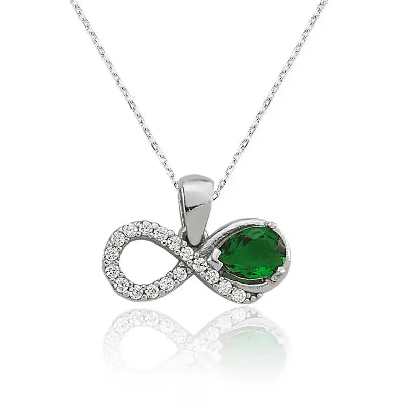 

Silver Green Cubic Zirconia Infinity Ladies Necklace