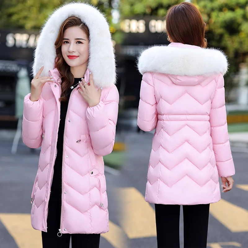 

White duck down women's coat long sleeve tight coat Korean fashion medium and long warm coat cx22862021