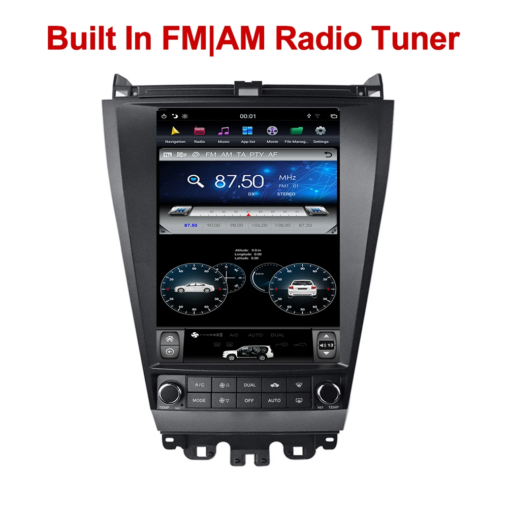 

YAZH Android 9.0 Auto Radio For Honda Accord 7 2003 2004 2005 2006 2007 With Bluetooth 5.0 DSP 12.1" IPS Car Stereo Multimedia