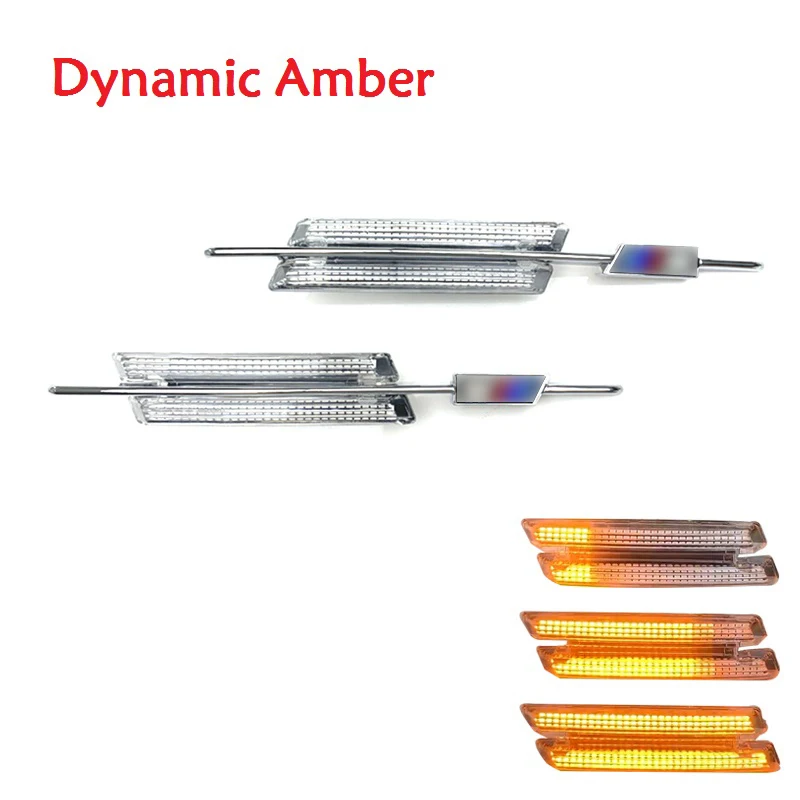 

2 шт., светодиодные янтарные Боковые указатели поворота для bmw e90 e61 e93 e82 e60 e92 e91 e81 e88с логотипом M Canbus