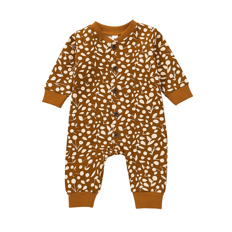 

Lovely Baby Floral Rompers Girls Jumpsuit Autumn Single Breasted Clothes For Newborn Costumes Kids Overalls Infant Clothing