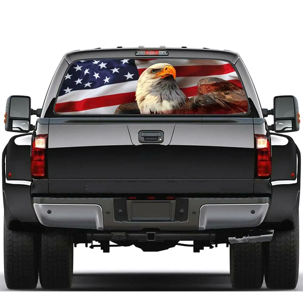 2019 New car Sticker AMERICAN Flag Bald EAGLE warbird FLAG face Rear Window Graphic Decal Truck suv Tail Windshield sticker | Автомобили и