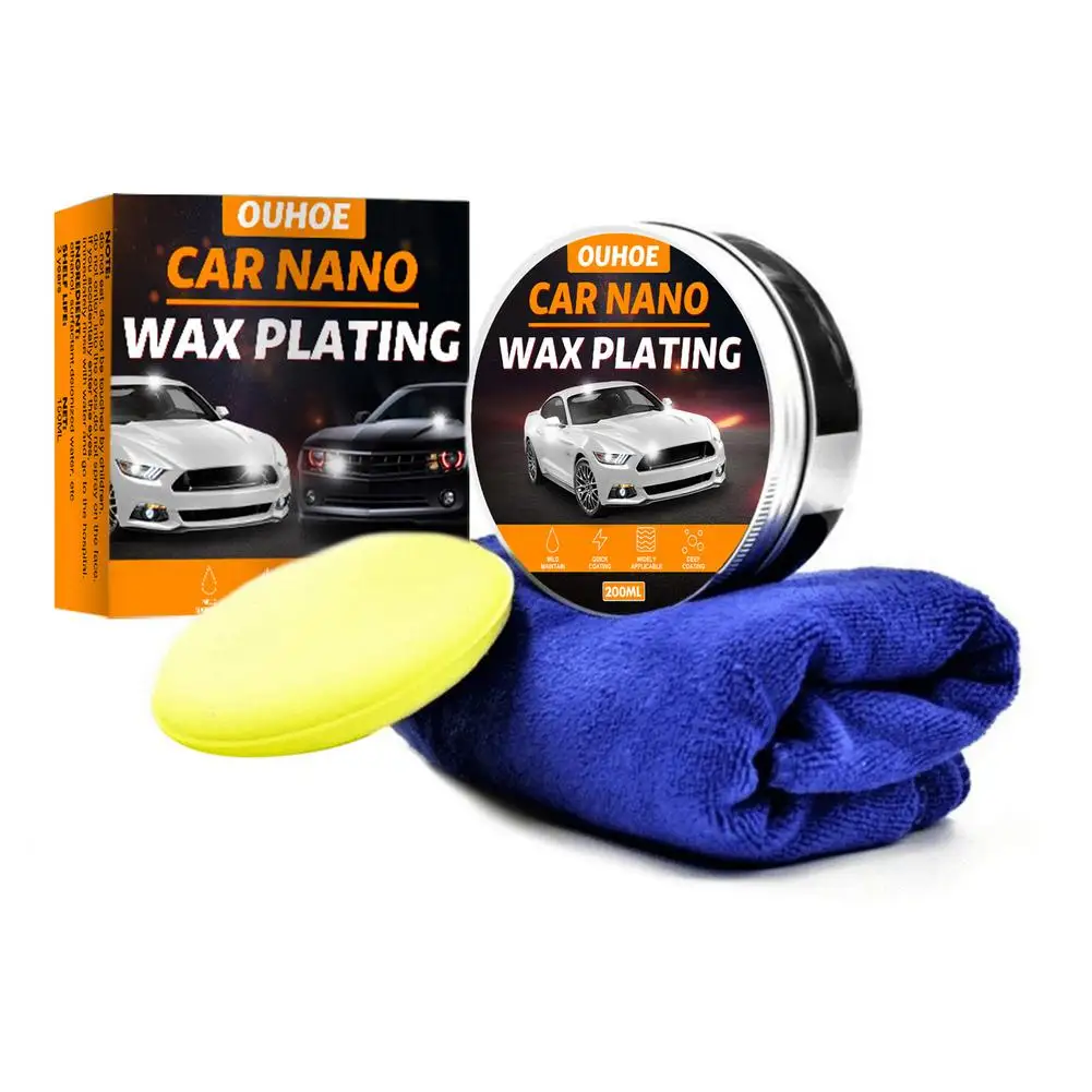 

200ml Car Wax Crystal Plating Set Glossy Wax Paint Care Nano Coating Tiny Scratch Repair Maintenance With Sponge And Towel