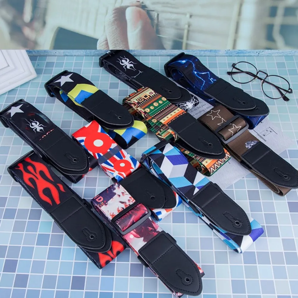 

Adjustable And Widened Printed Guitar Strap Universal Soft Belt For Electric Acoustic Wooden Guitar Bass Belt Guitar Accessories