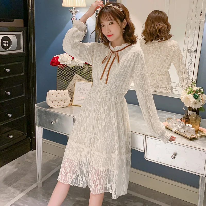 

2020 Spring Summer Korean Fashion Maternity Dress Lace Corduroy Feeding Clothes for Pregnant Women Pregnancy