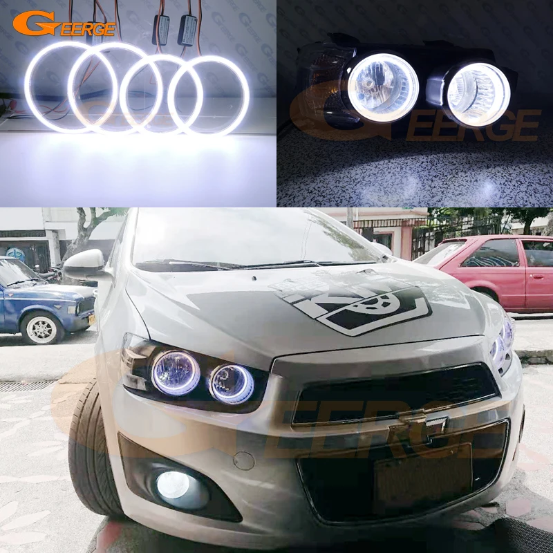 

For Chevrolet AVEO Sonic T300 2011 2012 2013 2014 2015 pre Facelift Excellent Ultra bright COB led angel eyes kit halo rings