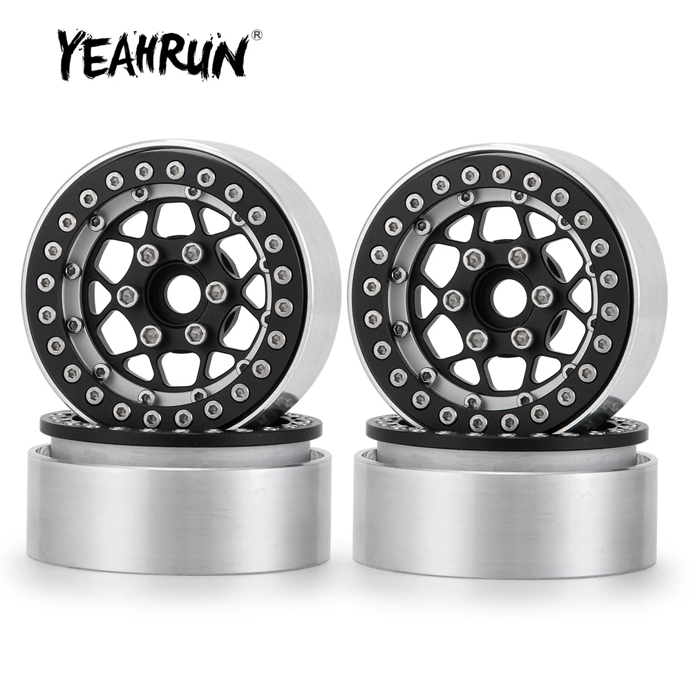 

YEAHRUN, 4 шт., CNC, алюминий, Beadlock, 1,9 дюйма, обод колеса для Axial SCX10 D90 Wraith TRX4 CC01 1/10 RC Гусеничный автомобиль, запчасти