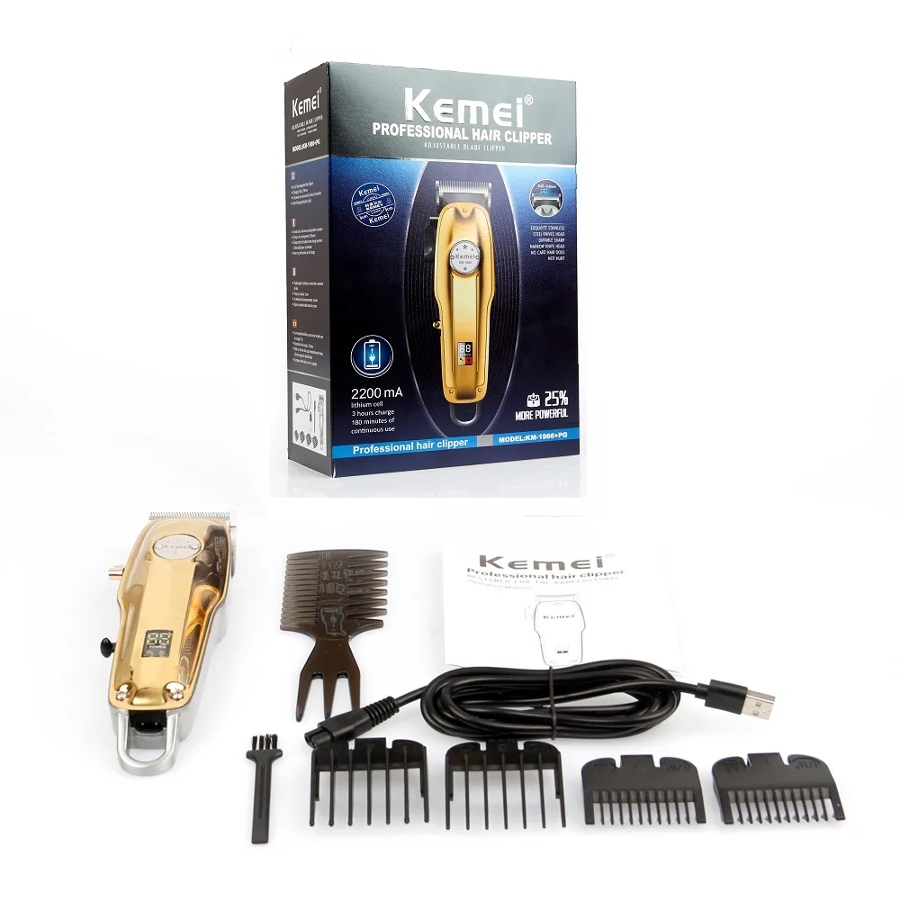 Kemei – tondeuse à cheveux électrique sans fil, outil de coiffeur professionnel, grande capacité, KM-1986 PG
