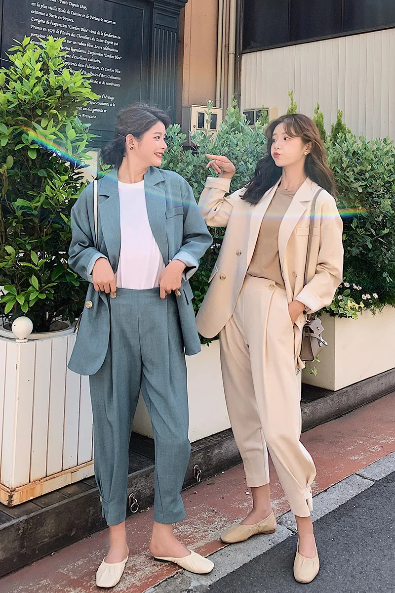 Новый женский офисный комплект из двух предметов однотонная двубортная Женская