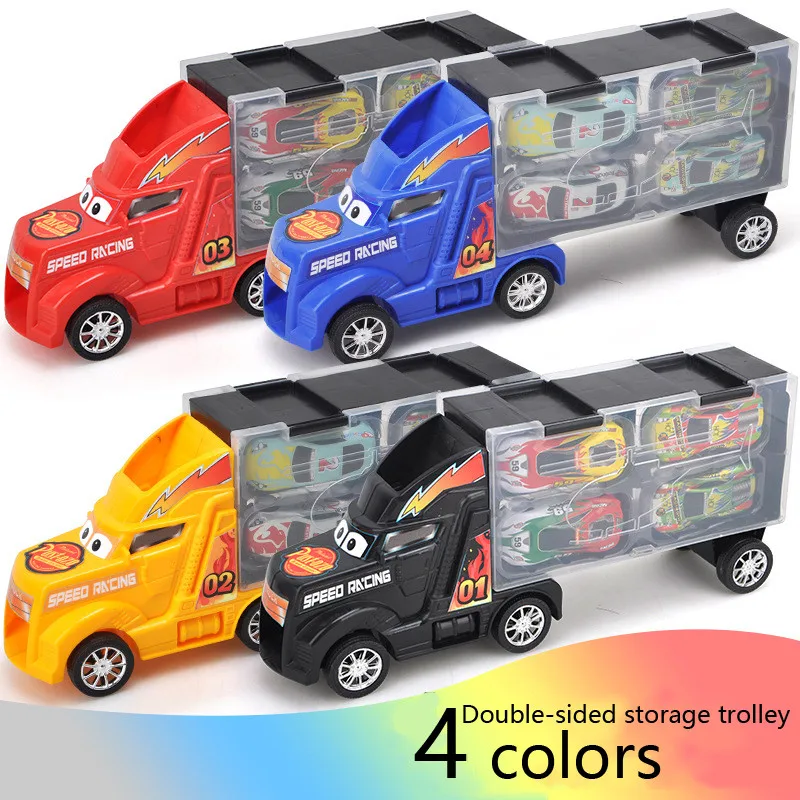 

Грузовики Монтессори ящики для хранения модель автомобиля дорожные знаки Литые и игрушечные транспортные средства Игрушки для мальчиков п...